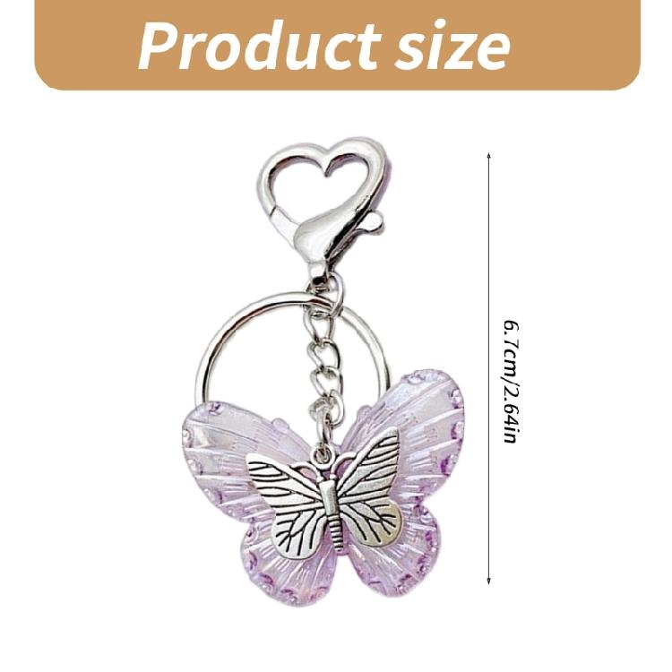 Butterfly Charm Keychain for Women and Girls Transparent Keyring Colorful Key Pendant Acrylic Clear Key Chain Ornament