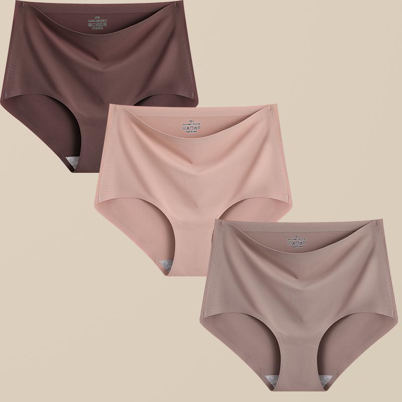 FINETOO 3Pcs Women's Panties Seamless Underwear Invisibles Briefs High Waist Full Coverage Breathable Moisture Wicking Underpant