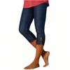 Women's Fashionable Color Bottom Cropped Pants With Hollowed Out Petals And Tight Elastic Imitation Denim Casual Pants