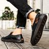 Hand-stitched Men's Outdoor Casual Shoes,Slip-on Flat Leather Shoes,Spring Breathable Plus Size Loafers