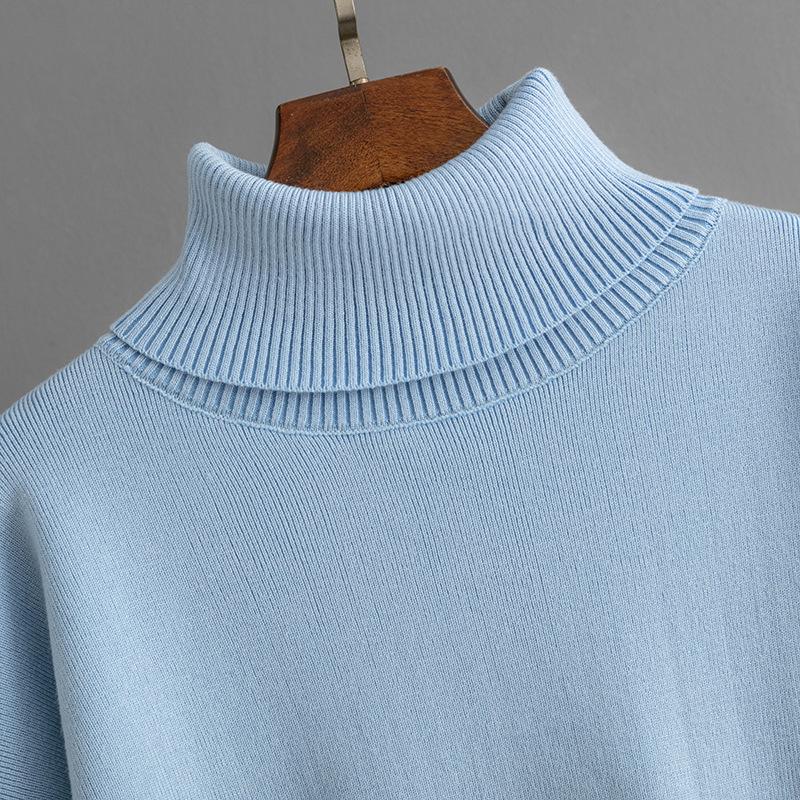 GMXIA Knitted Suit for Women's Autumn and Winter, A Two-piece Set of Solid-color High-neck Sweater and Half-length Body-hugging Skirt