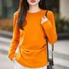 2025 Fall/Winter Women's Round Neck Pleated Double-Sided Fleece Long-Sleeve Knit Top