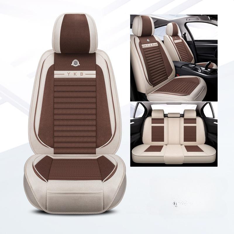 5-Seat Car Seat Cover Set, Full Car Seat Cushion Linen Car Seat Cover, All-Season Car Seat Cover Set, Compatible with Five-Seat Vehicles