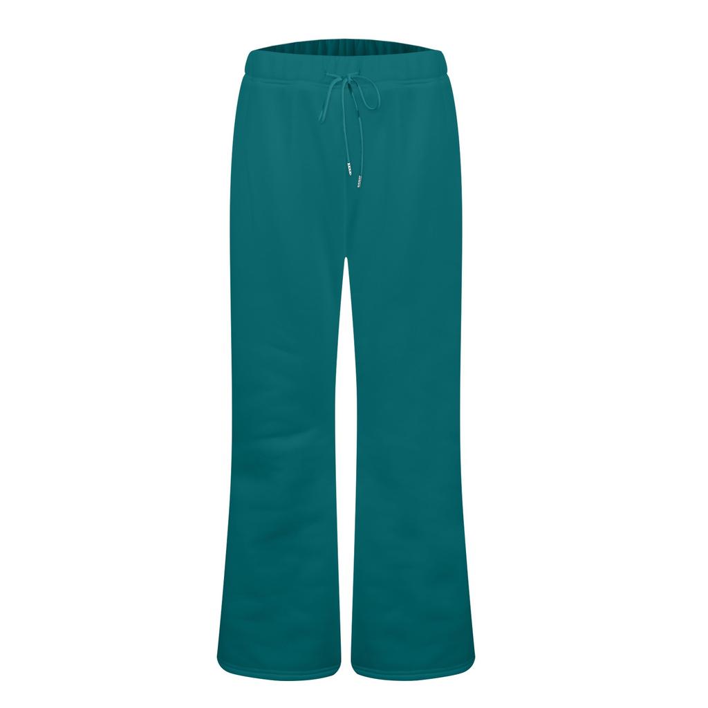 Ladies Fashion Loose Draw String Waist Solid Color Cargo Pants Leisure Flares