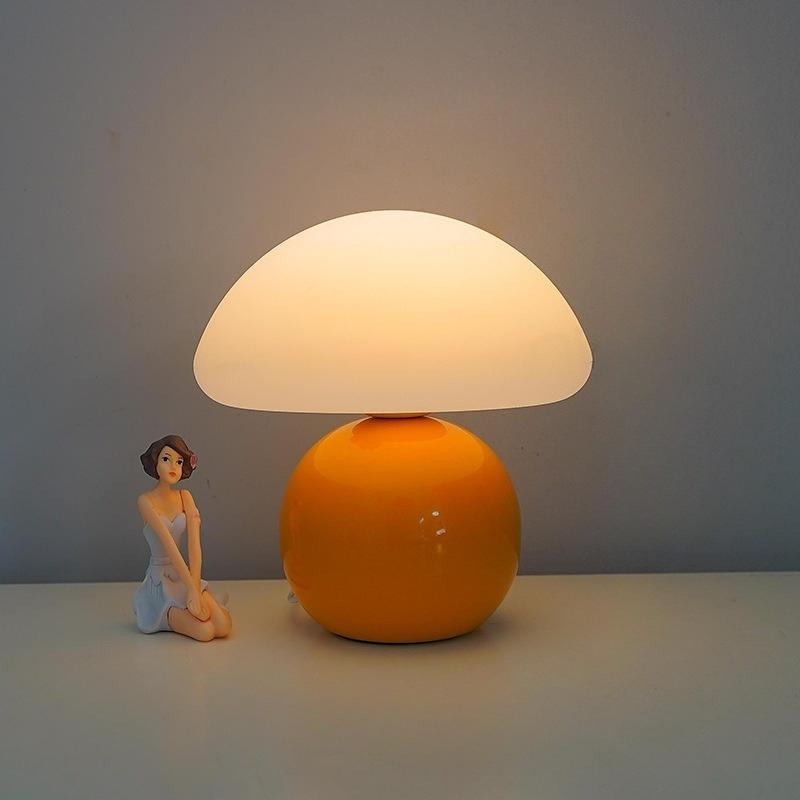 1Pc Bedroom Bedside Lamp, High-end Cream Style Mushroom Lamp Decorationins Medieval Glazed Atmosphere, Night Light, Study