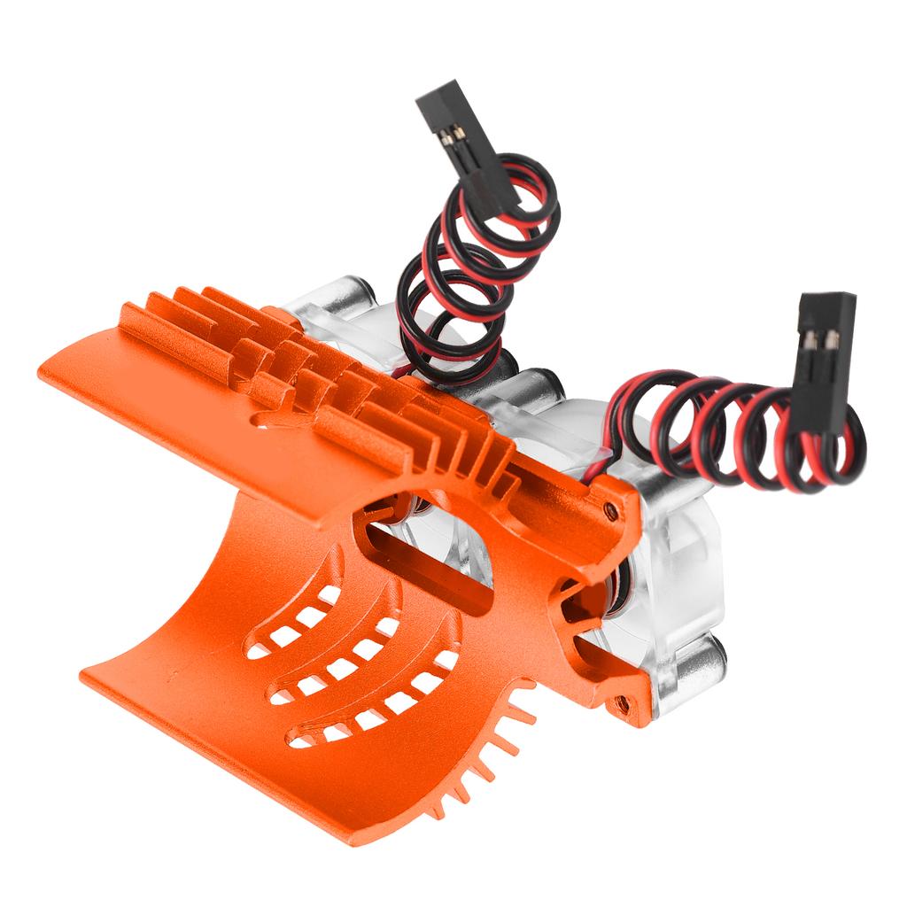 Double Fans Motor Cooling Radiator Twin Fans Motor Heat Sink 40?42mm for 18 RC CarOrange