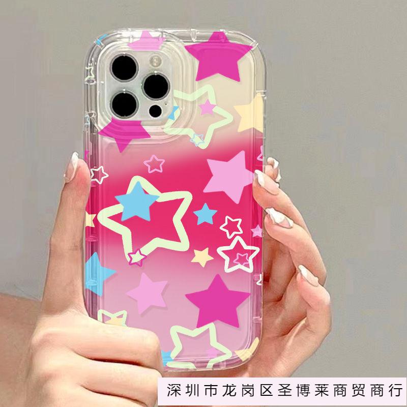 Color Pentagram Apple 15 Mobile Phone Case Iphone14promax Transparent Soft Rubber 13/12/11 All-inclusive Anti-drop