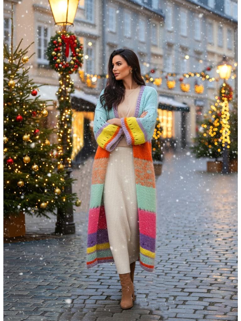 Boho Luxuriously Handknit Bell Sleeve Crochet Loose Knit Sweater Kimono Cardigan Women Fall Winter Coat Beach Coverup Dress K292