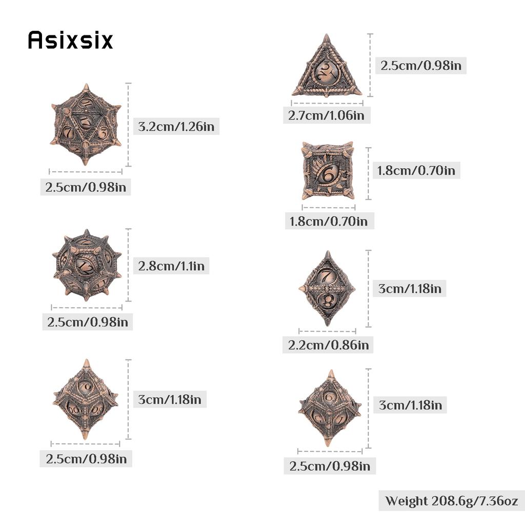 7 Pcs Yellow Eyes Metal Dice Solid Metal Polyhedral Dice Set Suitable for Role-Playing RPG  Board Game Dice Role-Playing RPG