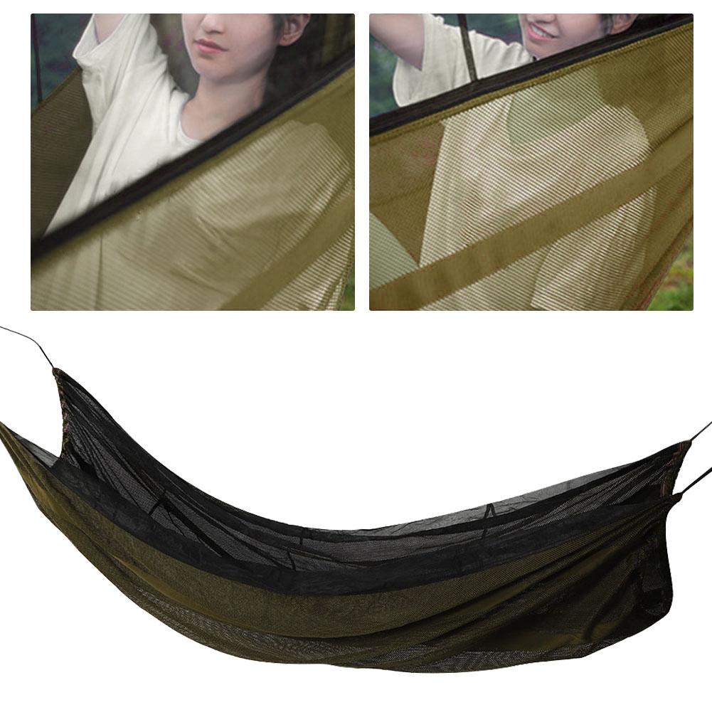 Camping Single Hammock Portable Outdoor AntiMosquito Hammock Camping Hiking Backpacking Survival(Dark Green )
