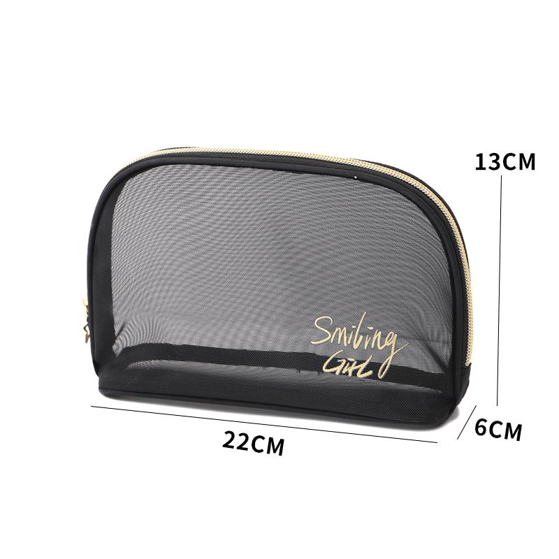 Black Mesh Cosmetic Bag Travel Convenient Toilet Bag Outdoor Travel Storage Bag Women Makeup Case Organizer Zipper Pouch