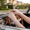 Thin Fabric Lace Sunscreen Gloves Flower Pattern Arm Sleeve Bridal Short Gloves  Tattoo Covering