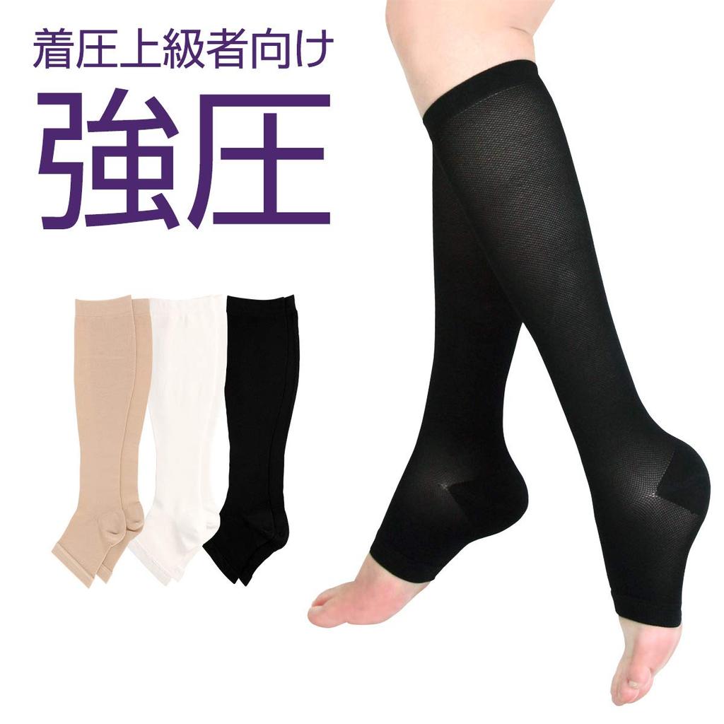 GLANAGE Compression Open Graduated Compression Strong Compression at the 40hpa at the Elastic Stockings (GLANAGE) Socks, Toe, Design, (30hpa calf,
