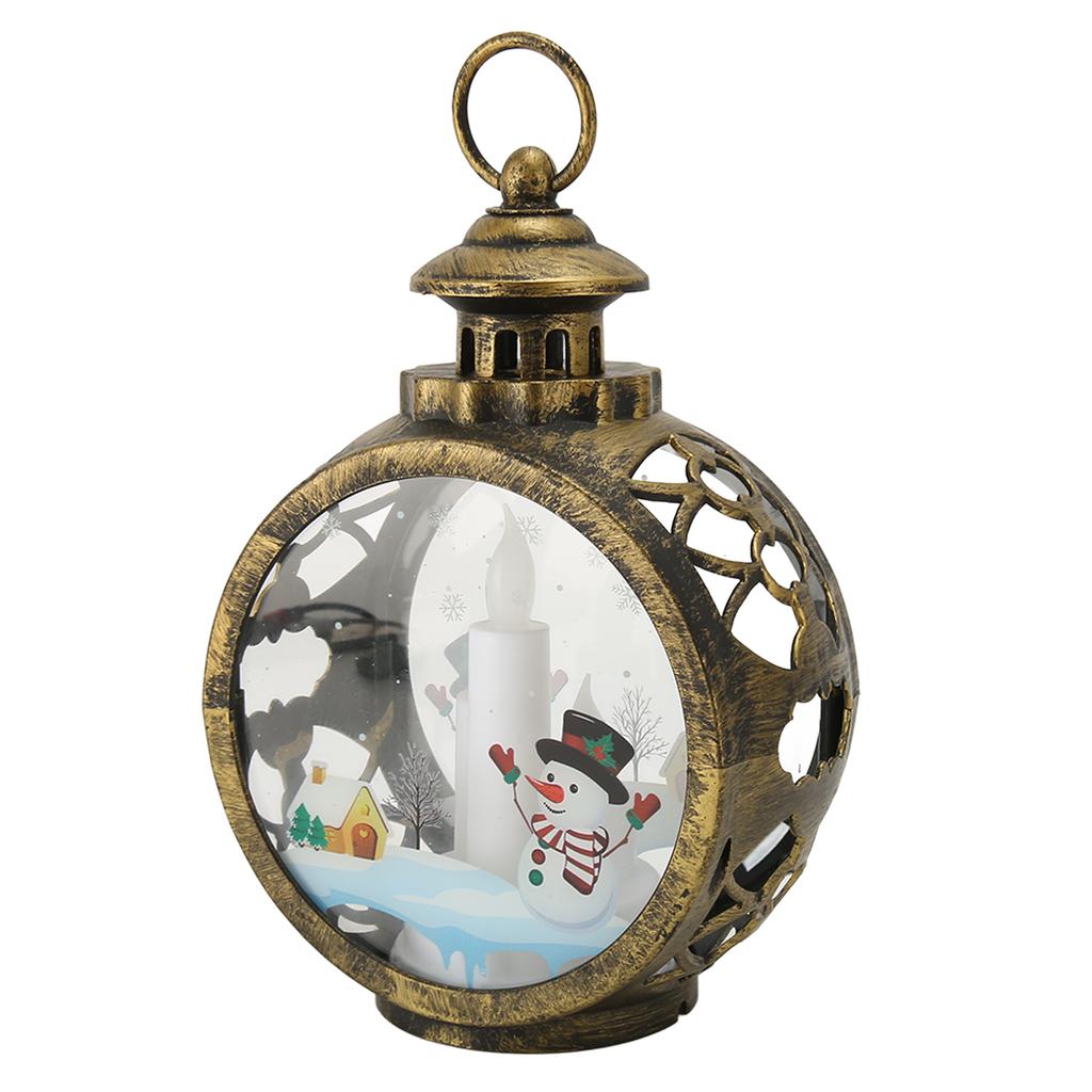 Christmas Vintage Decorative Candle Lantern Christmas Decorative Lantern with LED Flickering Flameless Candle Bronze