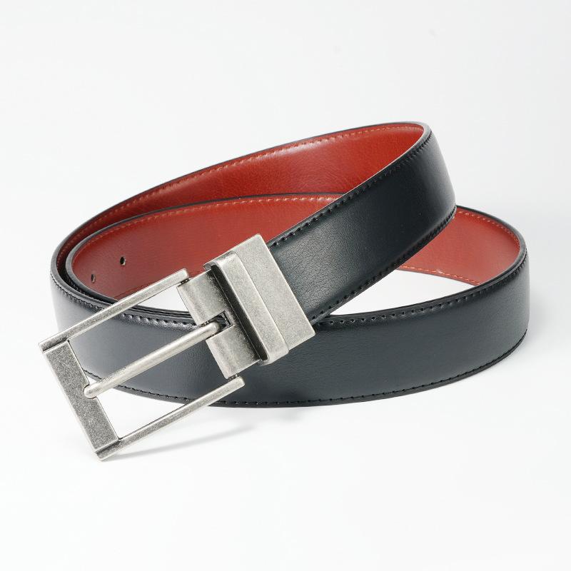 Belt for Men's Rotatable Pin Buckle Cowhide Belt Versatile Young and Middle Aged Trousers