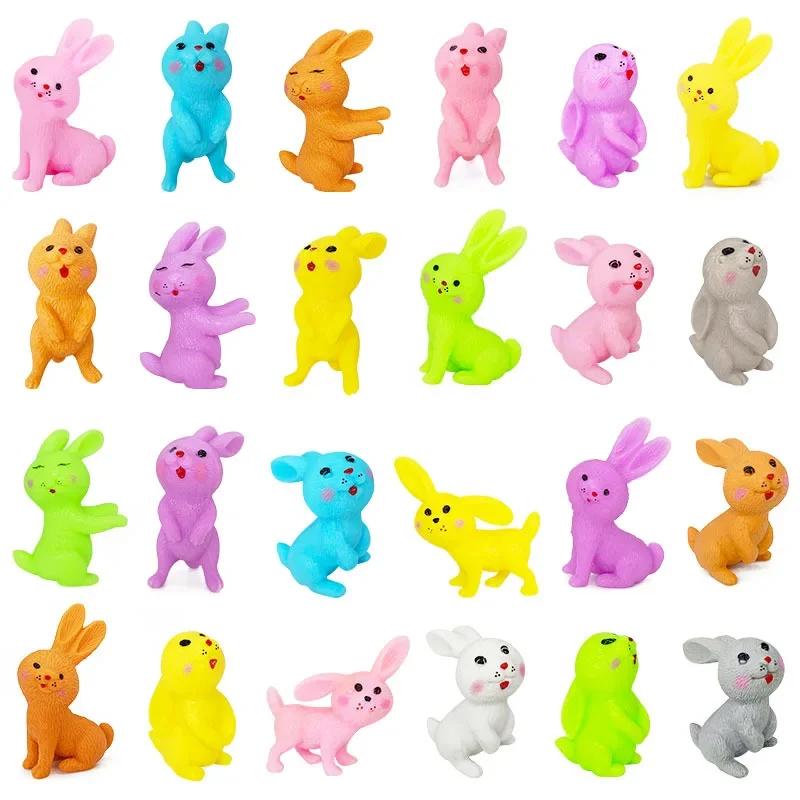 5/10PCS Happy Easter Rabbits Stretch Stress Relief Sensory Fidget Toys Easter Egg Hunt Party Favor Basket Stuffer Gifts