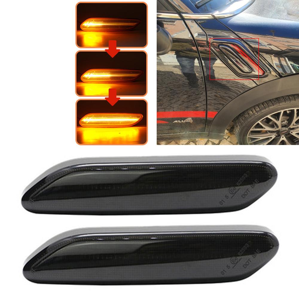 

Светодиодный плавный указатель поворота, динамический светодиодный боковой габаритный фонарь, 12 В, боковой повторитель, панельная лампа для BMW, Mini Cooper R60 R61 дым