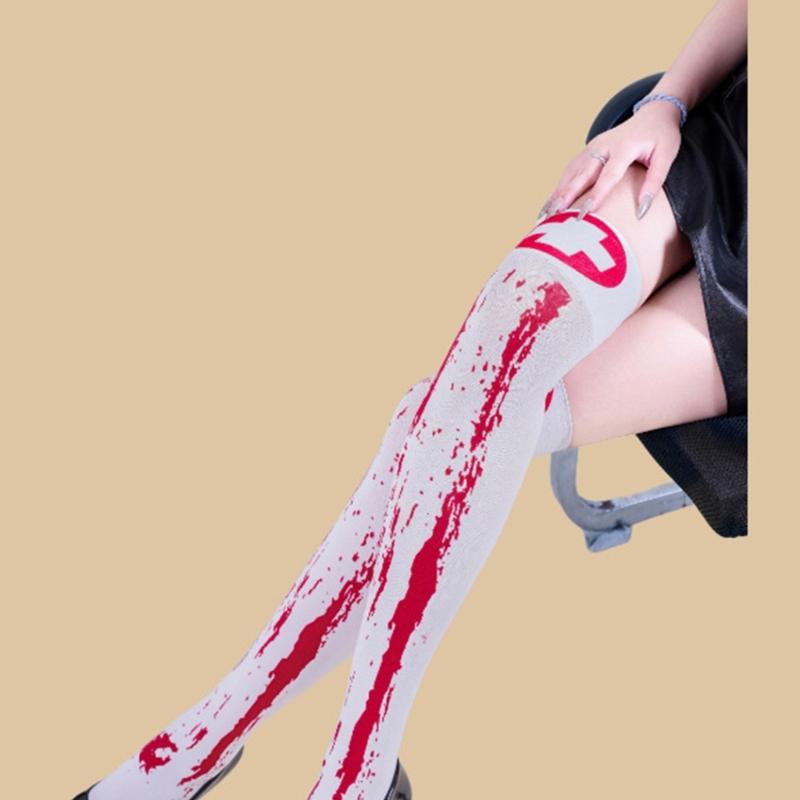 Women's Halloween Themed Long Socks Fashionable Design Elastic Waist Soft Polyester Daily Wear