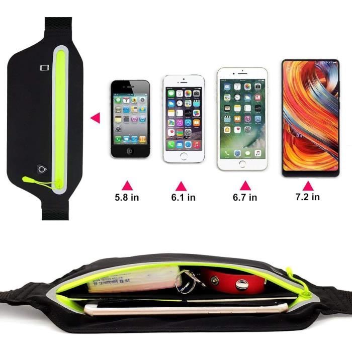 Ceinture de Course Fine - Sac Banane Ultra léger - pour Femme et Homme, Noir, Moderne