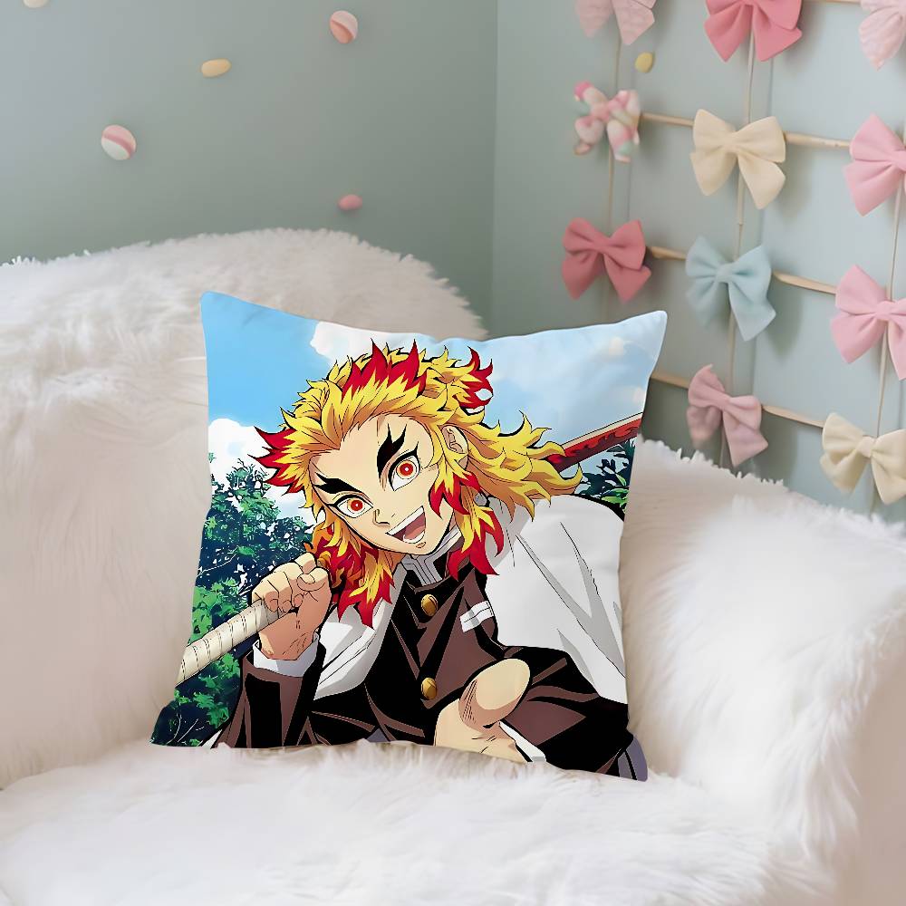 Cool K-Kyoujurou Rengoku Case Plush Fabric Soft Pillowcase Double Sided Print Cushion Cover Household Gifts