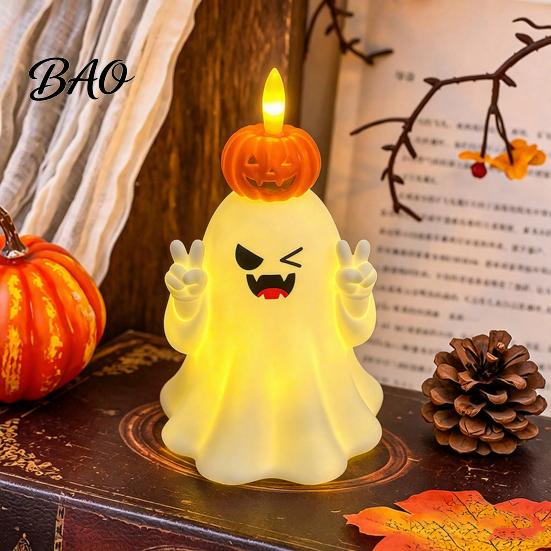 Battery Operated Nursery Light Cute Halloween Ghost/Pumpkin LED Night for Desktop Decoration, Safe Flameless Candle with Warm Glow Home Party