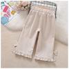 Girls' Summer Bow Lace Cropped Pants New Loose Fit Baby Casual Straight Leg Pants