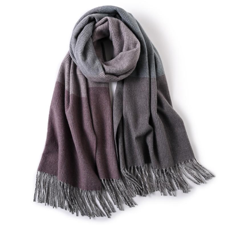 Milk camel pure wool scarf women's autumn and winter versatile thickened cashmere scarf new shawl dual-purpose
