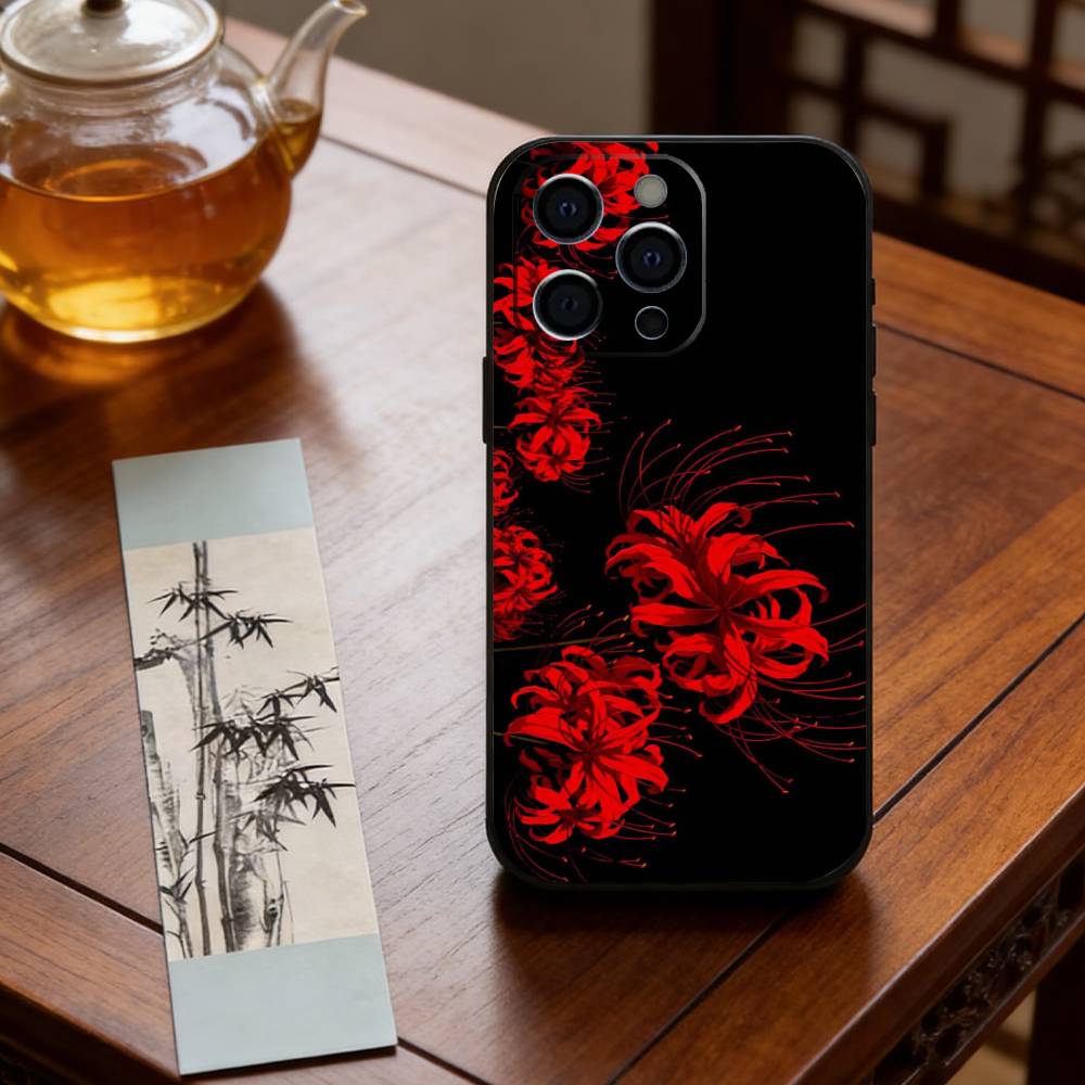 Rote Spinnenlilie Handyhülle Silikon Weich Für IPhone 17 16 15 14 13 12 11 X XR Plus Pro Max Plus