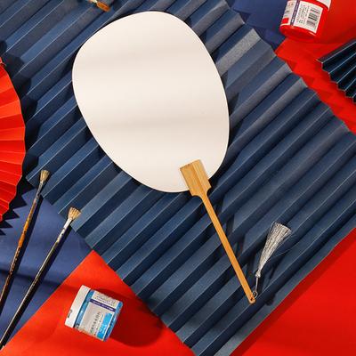 White Round Fan with Tassels DY Wood Handle Chinese Style Dance Performance Photo Props Portable Summer Hand Held Fan Party Supplies Gift