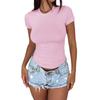Diyun Y2K Style Solid Color Slim Fit Short-Sleeved Women's T-Shirt for Spring/Summer 2025