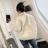 Fashionable Women's Short Cotton-Padded Jacket with Light and Thin Quilted Design for Winter