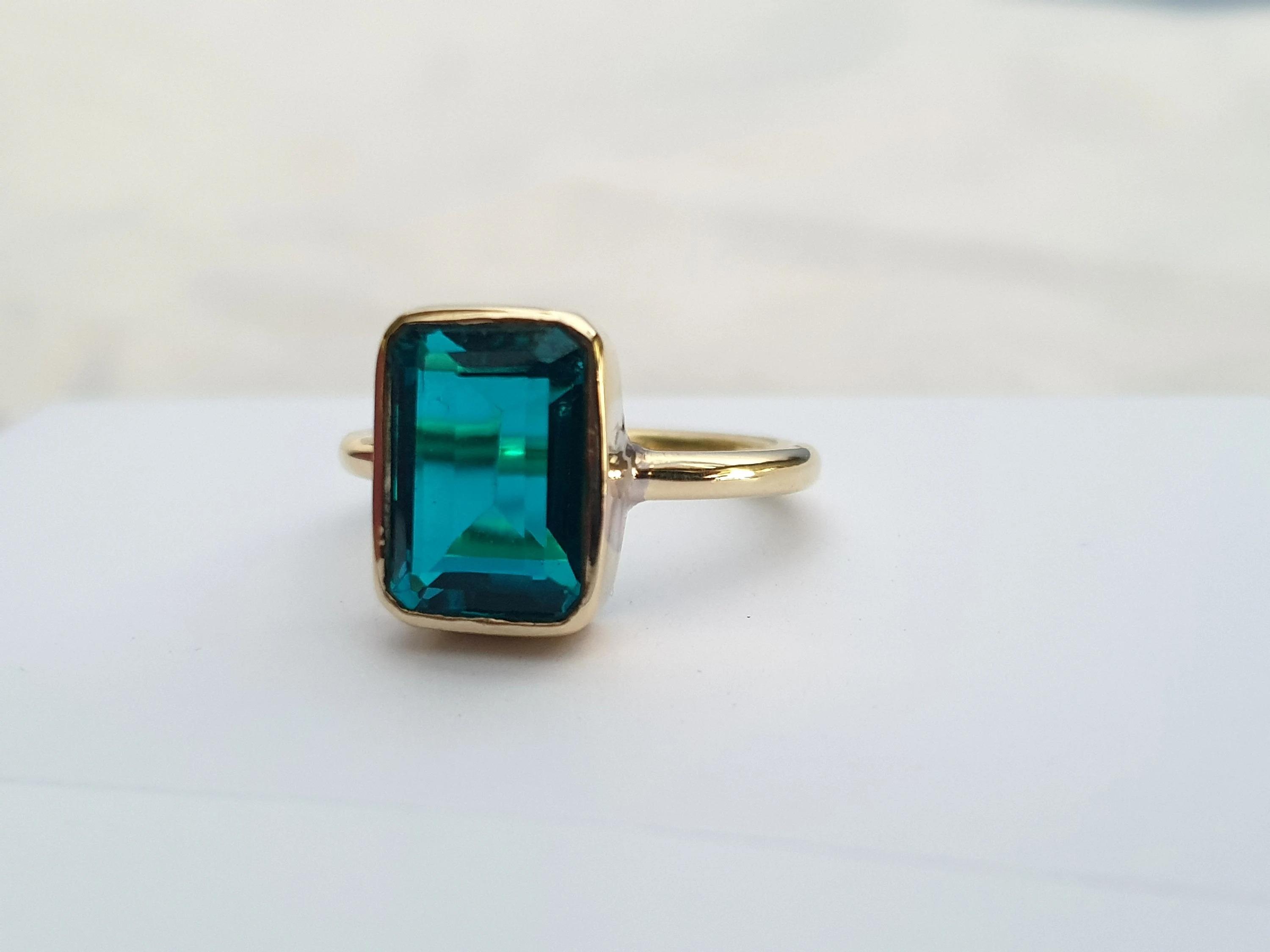 

London Blue Topaz 925 Sterling Silver Yellow Gold Overlay Ring Jewelry, Handmade Gift Ring 8