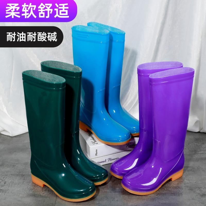 Tall non-slip velvet cotton rain shoes rain boots waterproof shoe cover shoes water boots female adult warm seedling transplanting shoes