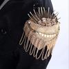 Cool Tassel Chain Epaulette Pin Jacket Vintage Brooch DIY Clothes Decor Brooch Shoulder Board  Suit