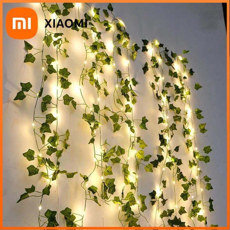 Xiaomi 12/10/2m Künstliche Efeu-Girlande mit grünen Blättern und LED-Lichtern, Heim-, Schlafzimmerdekoration, Hochzeit, leuchtende künstliche Pflanzengirlande, Heimdekoration
