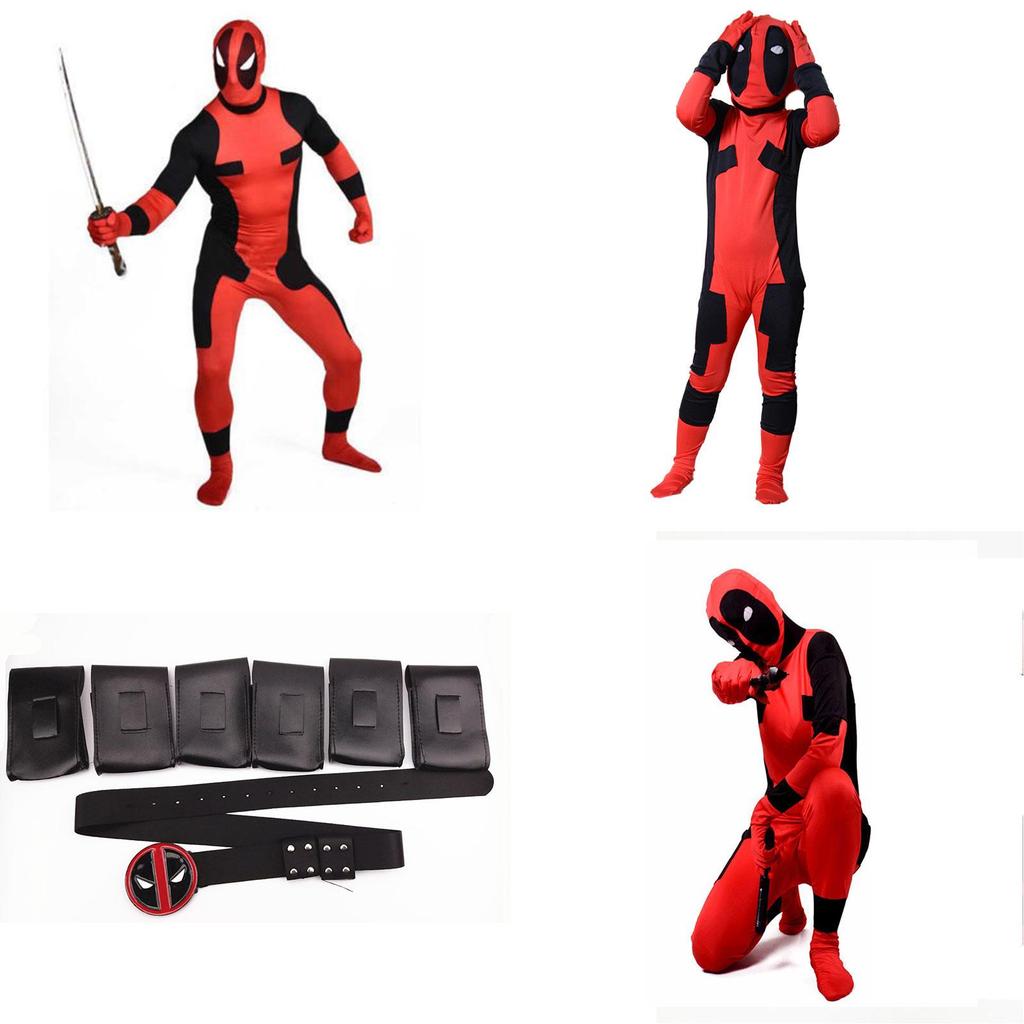 Cool Sexy Lady Deadpool Costume Spandex Women Red Fullbody Superhero Cosplay