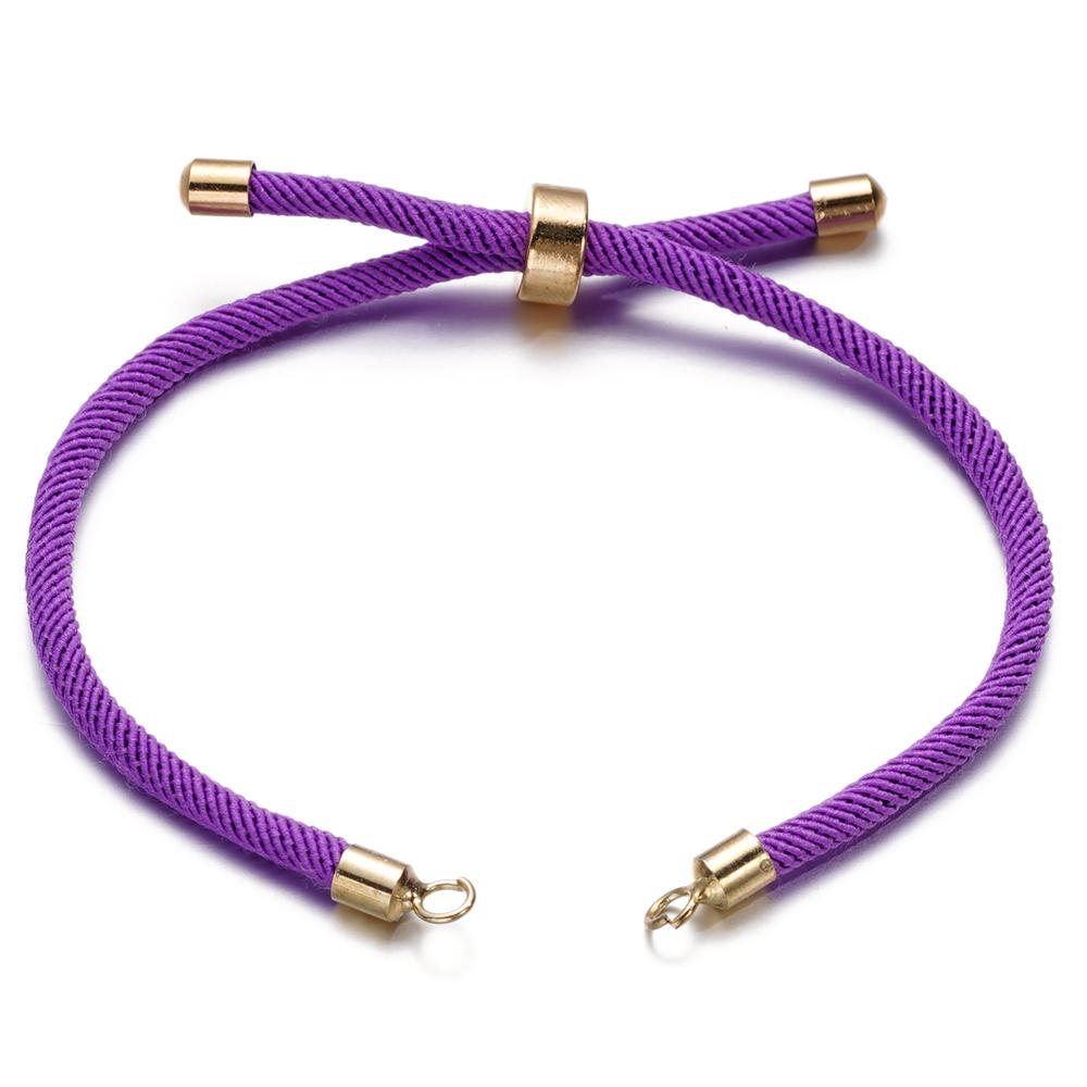 1pc Adjustable Nylon Braided Twisted Cords Slider Friendship Bracelets with Brass Cord End for Jewelry Making DIY Findings
