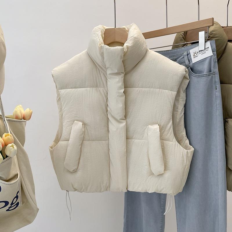 Cotton vest women's autumn and winter new stand-up collar thickened loose short sleeveless cotton vest jacket trendy