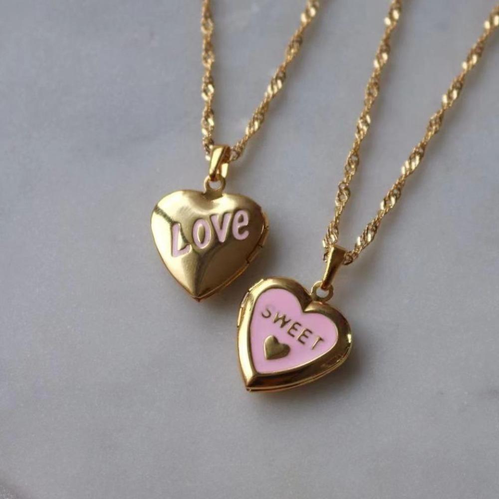 Moon Sun Heart Photo Pendant Stainless Steel Couple Choker Chain Photo Frame Necklace  Jewelry