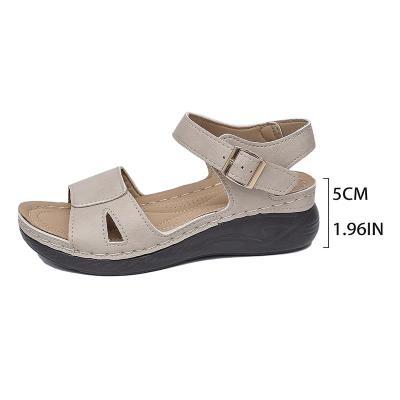 

Женские повседневные летние босоножки на танкетке с открытым носком и ремешком на щиколотке, удобные пляжные туфли, женские легкие нескользящие сандалии для ходьбы Muejr 39 бежевый