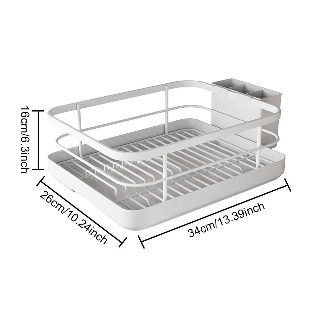 Dish Draining Rack Cutlery Rack with Drain Tray Cup Holder Cutlery Holder Kitchen Countertop Storage Rack Kitchen Accessories