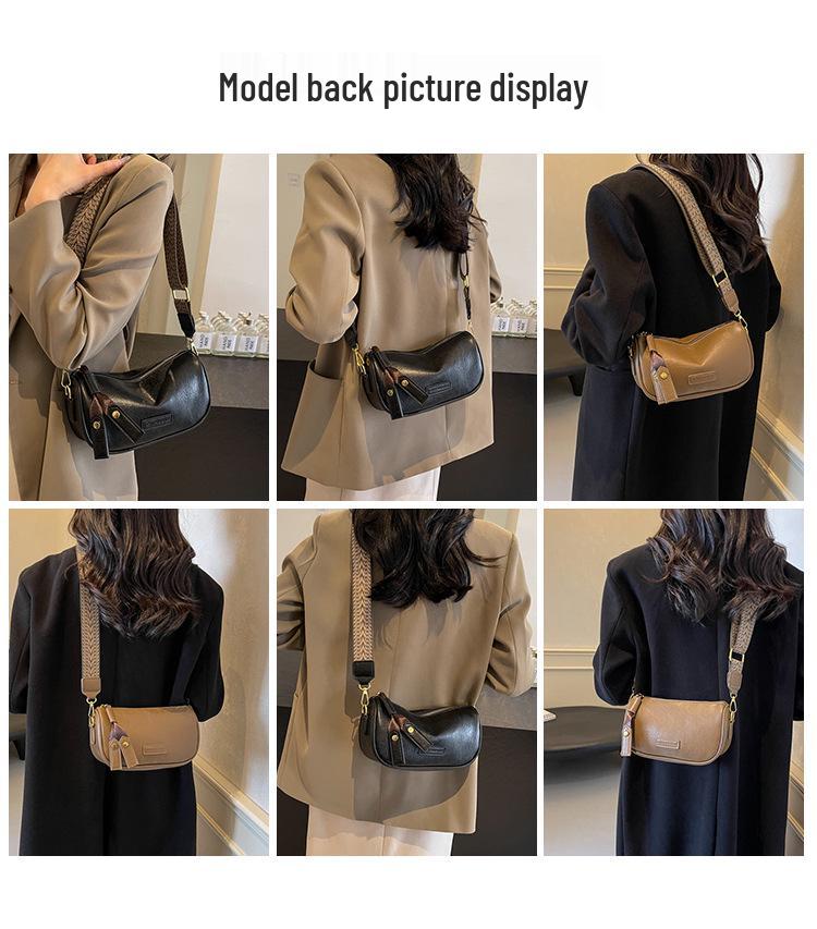 Women's 2025 Autumn Fashion Retro Pillow Crossbody Bag with Wide Strap
