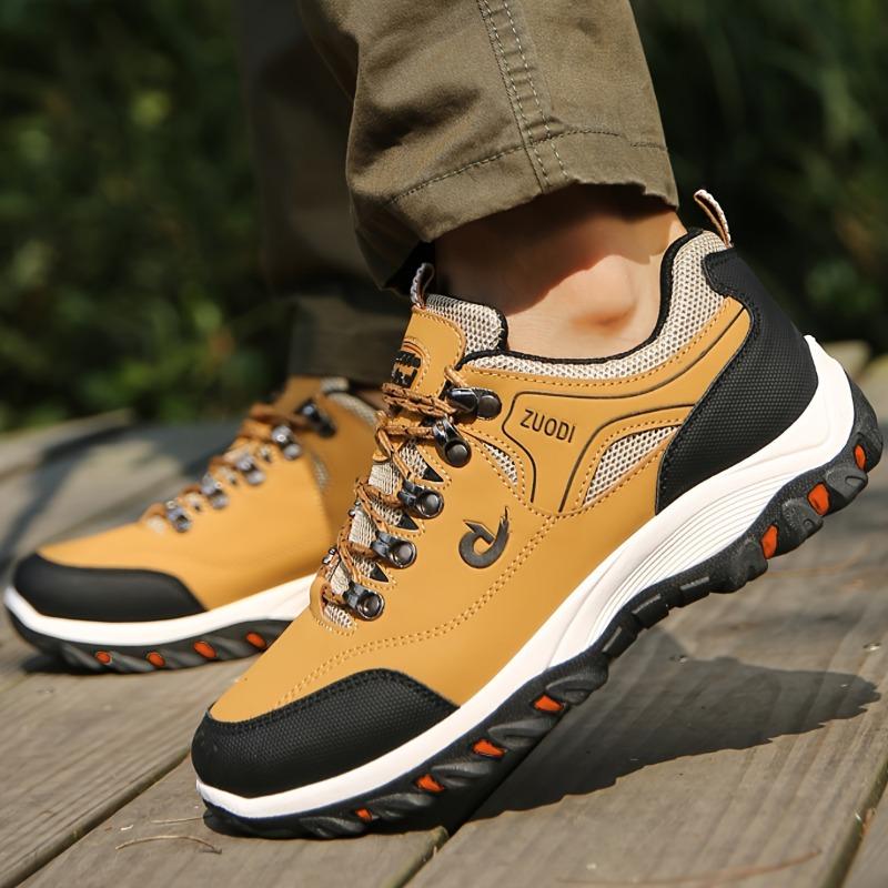 Four Season Men's Contrasting Low Top Single Shoes, Fashionable Plus Size Wear-resistant Anti Slip Casual Sports Hiking Shoes