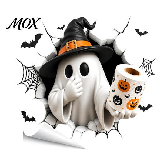 Bat Spider Web Stickers Halloween Toilet Seat Cover Stickers, Scary 3D Crack Ghost Skeleton Removable Pumpkin Wall Decals Tank Lid Decals, Waterproof