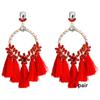 Women's Earring Exaggerated Flowers with Diamonds Tassel Acrylic Earrings Bohemian Temperament Female Earrings