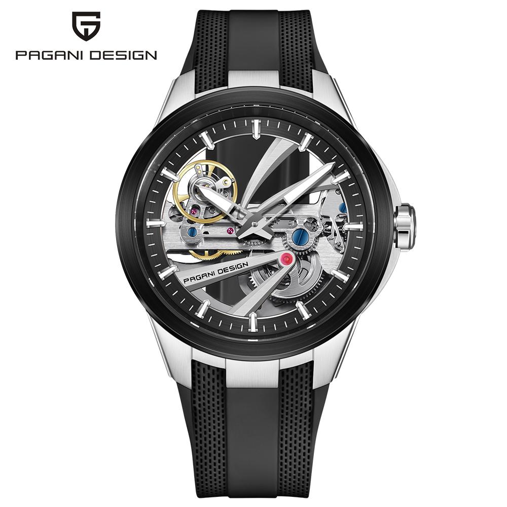 Pagani Design Men's Skeleton Hollow Automatic Mechanical Watch Luxury Sapphire Glass Stainless Steel Sports Watch Men's