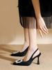Black Pointed High-heeled Single Shoes Rhinestone Bag Head Sandals Women's Summer 2025 New Stiletto with Skirt Women's Sandals