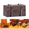 Portable Old Fashioned Wood Leather Luggage Models Small Dollhouses Furniture Accessories Coffee Colored Designs