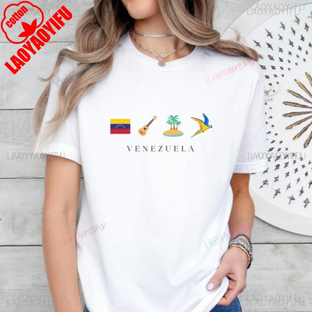 Venezuela Flag Scarlet Macaw Art Graphic Printed T Shirt Casual Fashion Loose Harajuku Unisex Streetwear Short Sleeve Unisex Tees