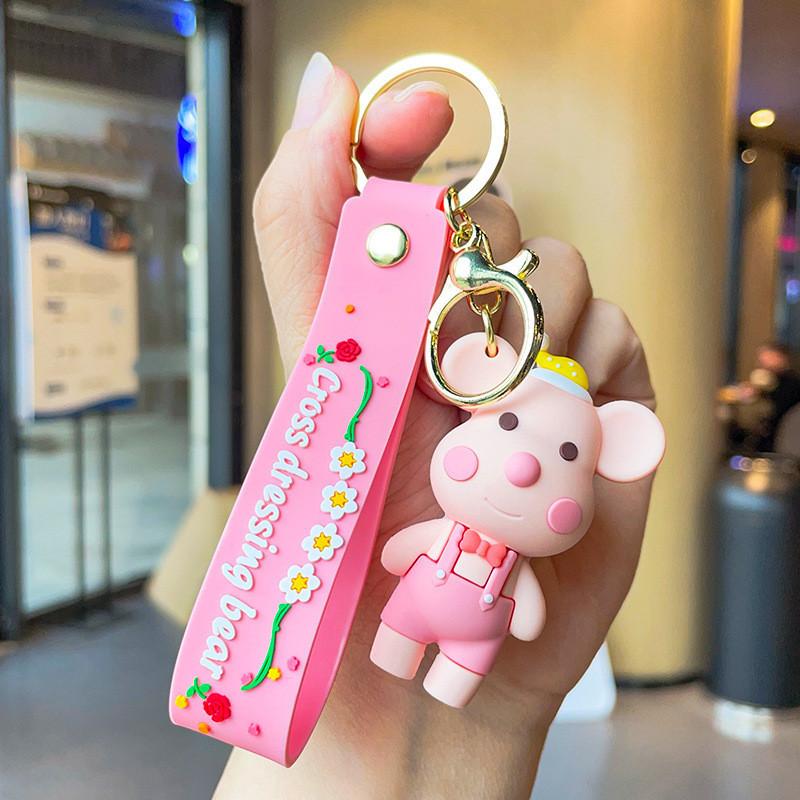 

Trendy Bear Transforming Keychain Cute Pvc Bag Accessory Ideal For Gifts And Collectibles Pink Bear